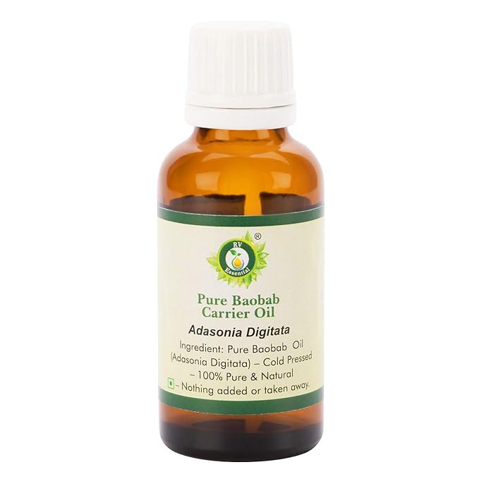 R V Essential Baobab Oil | Adansonia Digitata | for Face | for Dry Skin | for Hair, Scalp Massage, Body, Lips, Nails, Moisturizing, Unrefined | 100% Pure Natural | Cold Pressed | 50ml | 1.69oz