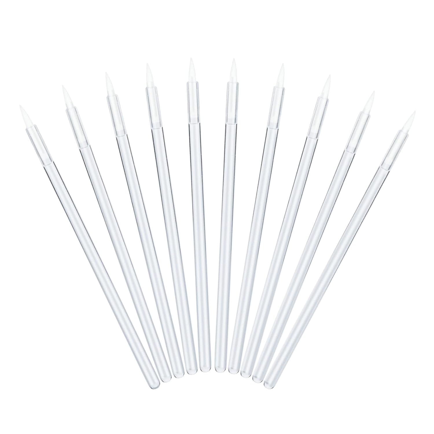 G2PLUS 100PCS Disposable Liner Brushes, Eyebrow and Liner Brush Applicator, Cosmetic Eye Wands for Lip Liners, Eye Makeup, Eyelashes and Detail Painting (Crystal Transparent)