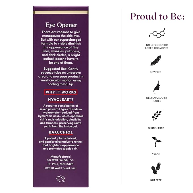 Womaness Eye Opener Anti Aging Eye Cream - Hyaluronic Acid & Bakuchiol Alternative Retinol Eye Cream for Dark Circles and Puffiness + Red Algae Extract to Firm & Revitalize Under Eye Bags (15ml)