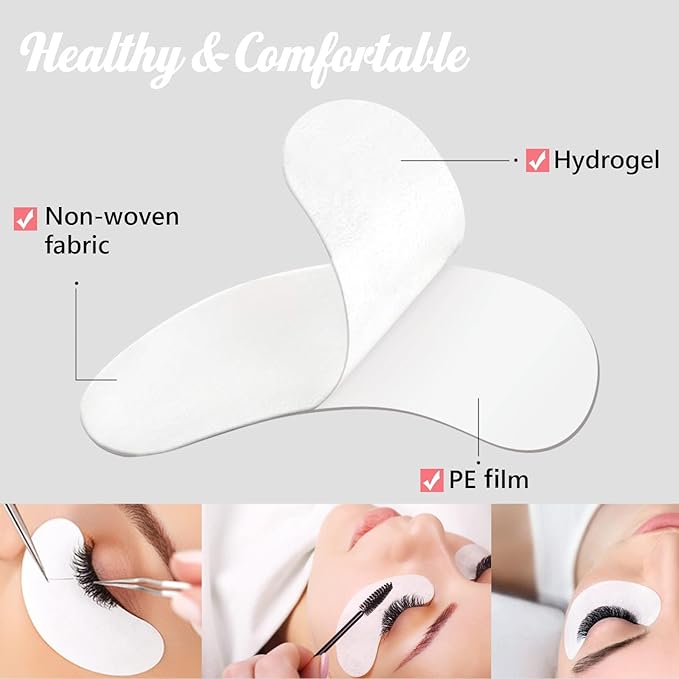 GreenLife 100 pairs 100% Naturel Eyelash Extension Under Eye Gel Pads patches kit Collagen with Aloe Vera Hydrogel Eye Patches set for Eyelash Extension Supplies Tools - 100 Pairs With Box