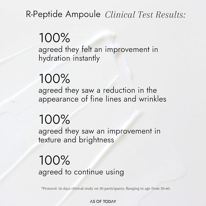 "AS OF TODAY R Peptide Ampoule Serum - 1% Pure Peptide, Camellia Seed Oil, Anti-Aging, Hydration, Wrinkle Care, Fine Line Care, Skin Elasticity, Clean & Clinically Tested Formula, 1 fl oz"