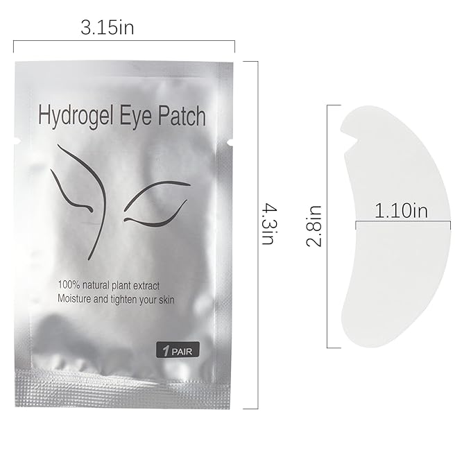 100 Pair V Shape Under Eye Gel Pads Hydrogel Eye Patches For Eyelash Extension, Lint Free Under Hydrogel Eye Mask Pads Lash Extension Supplies(Silver)