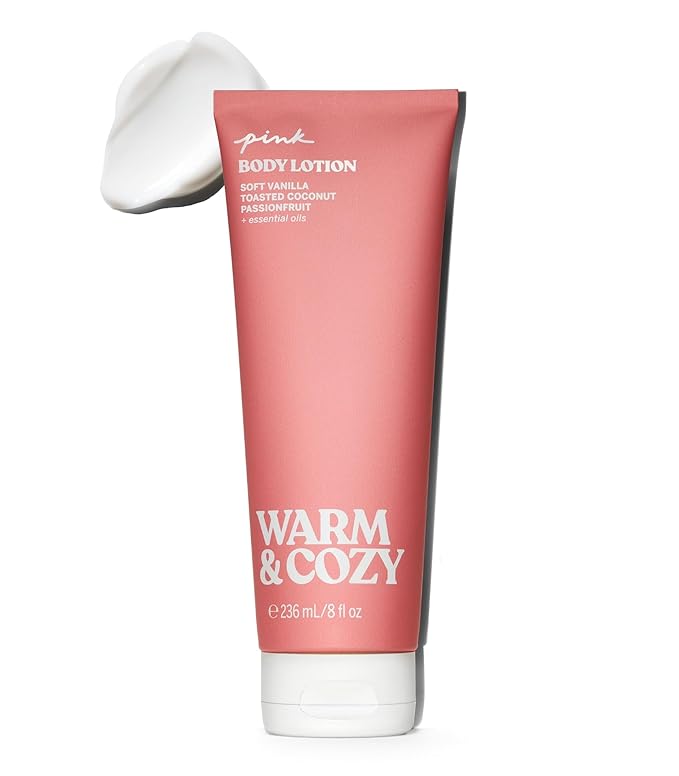 Victoria's Secret PINK Warm & Cozy Fragrance Body Lotion, Notes of Vanilla, Coconut & Passionfruit (8 oz)