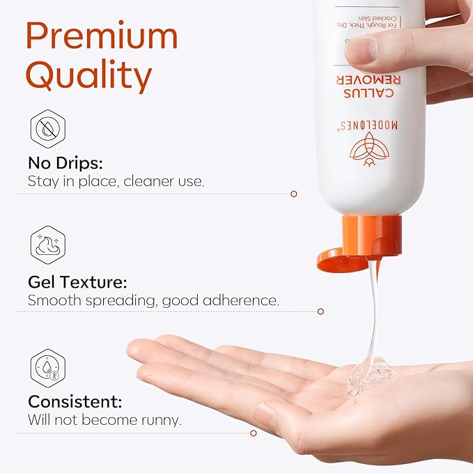 modelones Callus Remover for Feet, Callus Remover Gel Foot Scrubber for Dry, Cracked & Dead Skin, Extra Strength Pedicure Foot Spa Products, Salon Grade Callus Remover, Pedicure Tools for Feet, 8.1 Oz