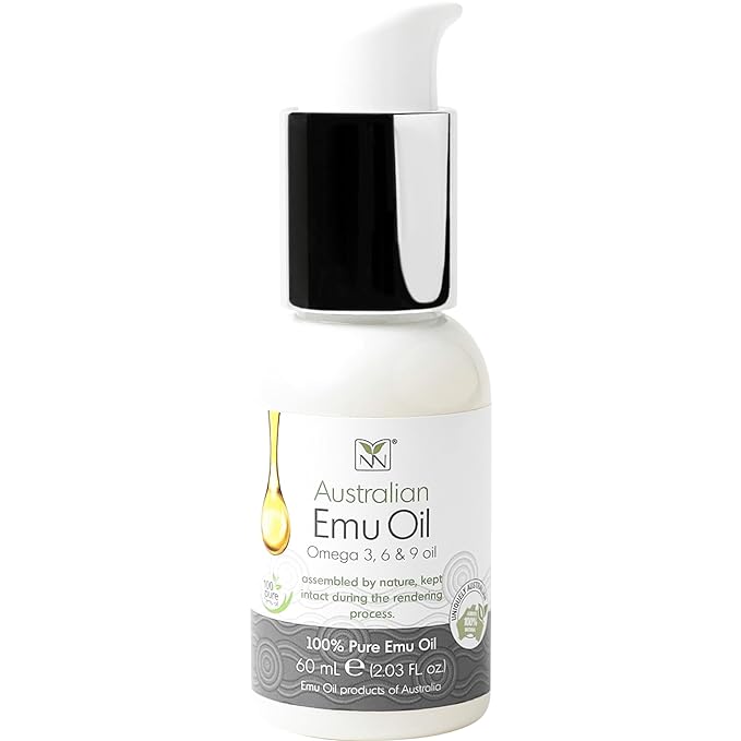 Emu Oil Skin Moisturizer - Scalp, Hair, Face, Body & Nail Moisturizer with Omega 3, 6, 9, Vitamins, & Minerals - Body & Face Serum for Fine Lines, Stretch Marks, Dry Lips & Cuticles - 60mL, Unscented