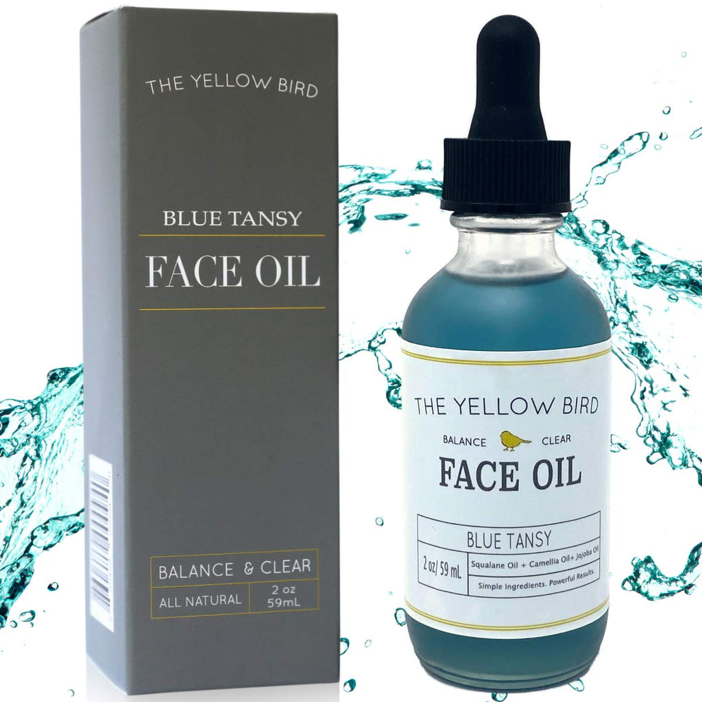 Yellow Bird Balancing Blue Tansy Face Oil 2 oz / 59 ml – Skin Glowing Serum. Collagen Support. Promotes Clear Skin Naturally. Wrinkle, Blemish & Pore Minimizer. Natural, Vegan Facial Moisturizer.