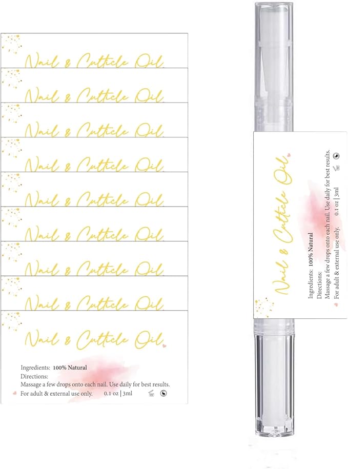Empty Cuticle Oil Pen Label Sticker for Nail Tech Manicure Nail Artist Must Haves Nail Growth Care Packaging Staff 100pcs (white 1 x 2in)