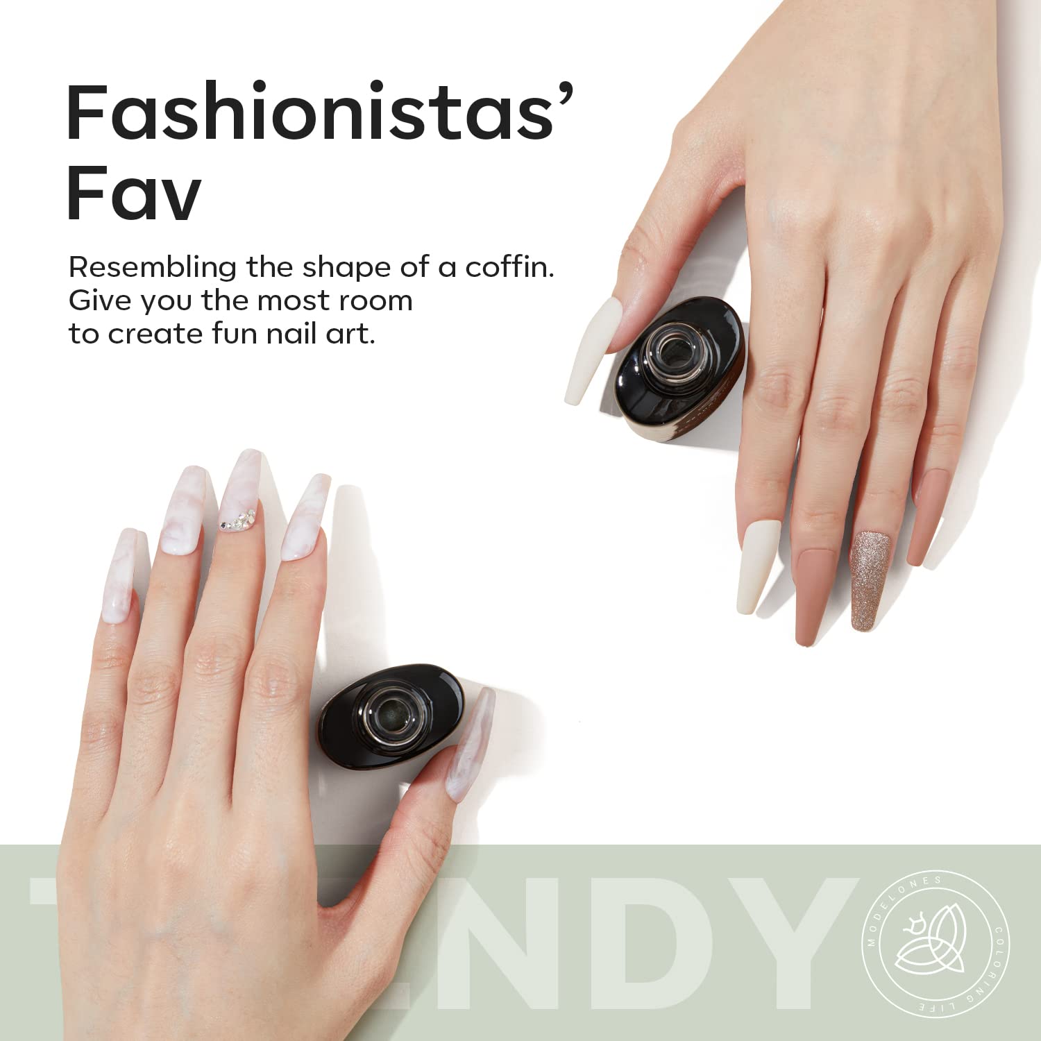 Modelones Long Coffin Nail Tips - 500Pcs Fake Nails Gel Clear Soft Acrylic Press on Pre-shape Full Cover Gel Extension Home DIY Salon Art Design 10 Sizes