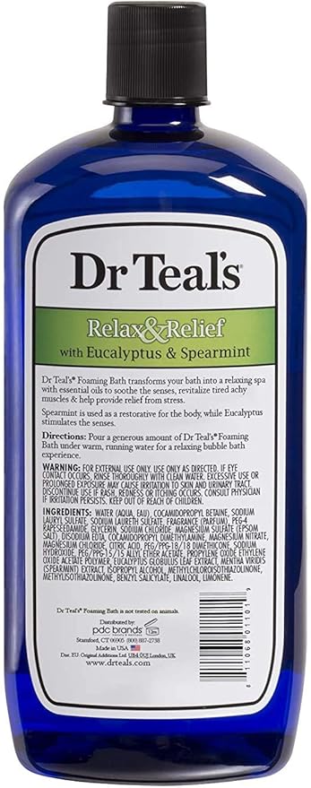 Dr Teal's Foaming Bath Variety Gift Set (2 Pack, 34oz Ea.) - Relax & Relief Eucalyptus & Spearmint, Melatonin Sleep Bath - Essential Oils Blended with Pure Epsom Salt Eases Aches & Aids in Sleep