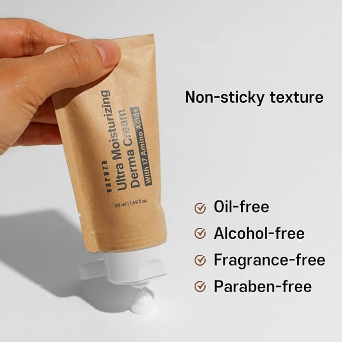 Ultra Moisturizing Derma Facial Cream – Oil Free Deep Hydrating Face Moisturizer – Vegan, EWG Verified Product Korea Skin Care with Hyaluronic Acid, Amino Acids, Non-Sticky Unscented Lotion