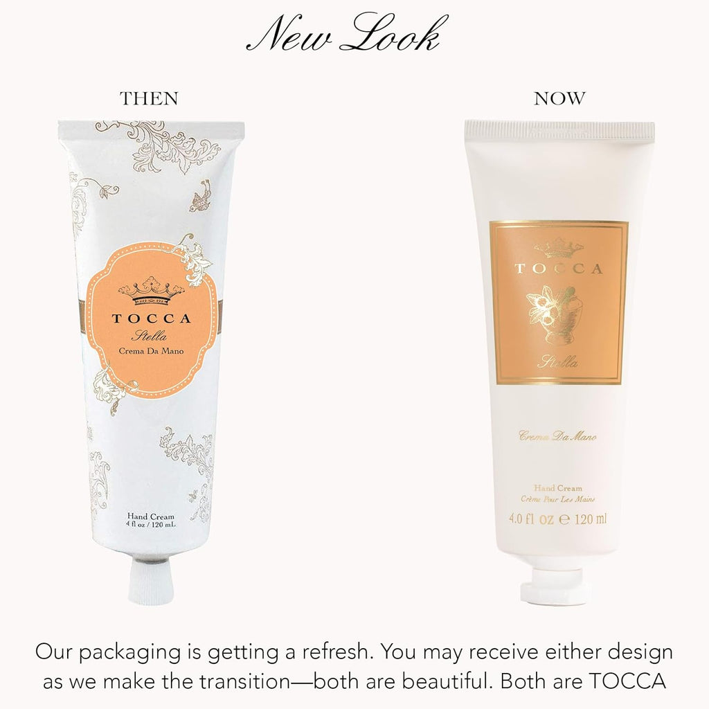 Tocca Crema de Mano Luxe, Stella Hand Cream, 4 oz - Blood Orange, Freesia, Spicy Lily - Moisturizing, Quick Absorbing
