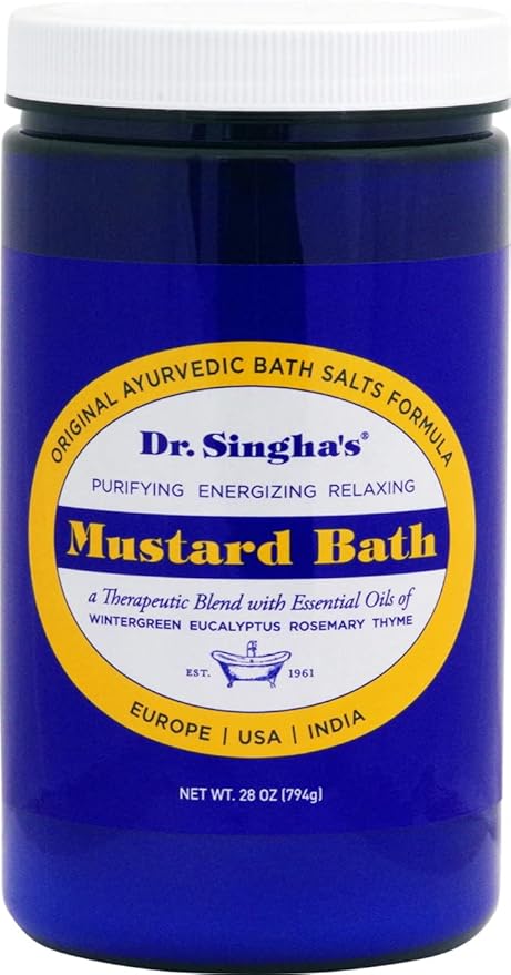 Dr. Singha's Mustard Bath Salts - 28 oz Herbal Bath Soak with Essential Oils for a Relaxing and Rejuvenating Experience - Made in USA