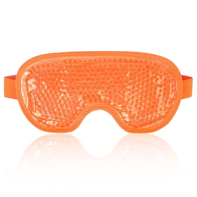 NEWGO Cooling Eye Mask for Puffy Eyes, Cold Eye Mask Eye Ice Pack for After Eyes Surgery, Tension Stress Relief, Itchy Eyes, Headaches, Dark Circles - Orange