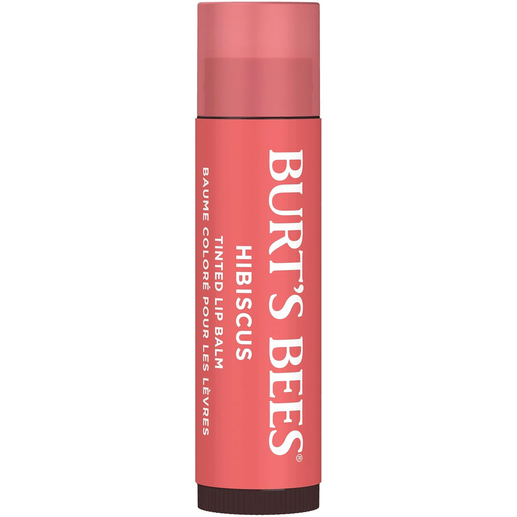 Burt's Bees Lip Tint Balm with Long Lasting 2 in 1 Duo Tinted Balm Formula, Color Infused with Deeply Hydrating Shea Butter for a Natural Looking Buildable Finish, Soft Hibiscus (2-Pack)