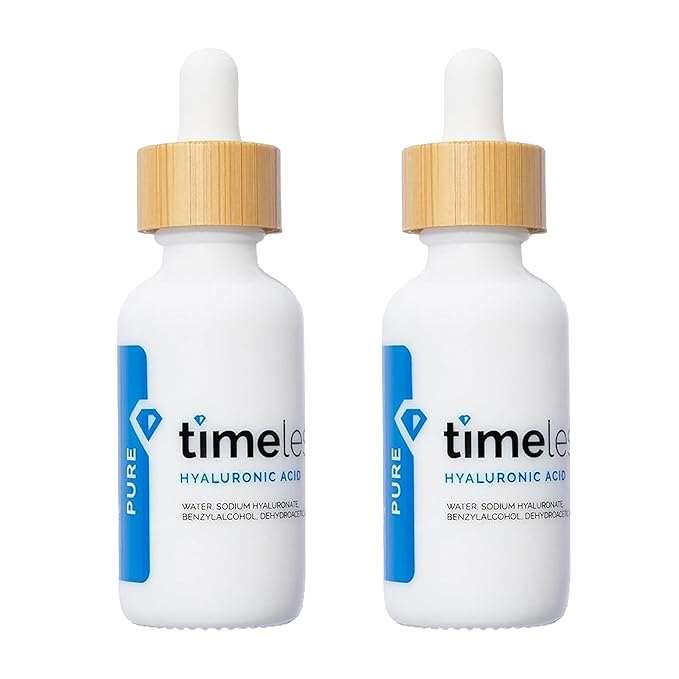 Timeless Skin Care Hyaluronic Acid 100% Pure Serum - Hydrating Face Serum for Personal Care - Fragrance-Free Hyaluronic Acid Serum for Skin Care - 2 oz (Pack of 2)