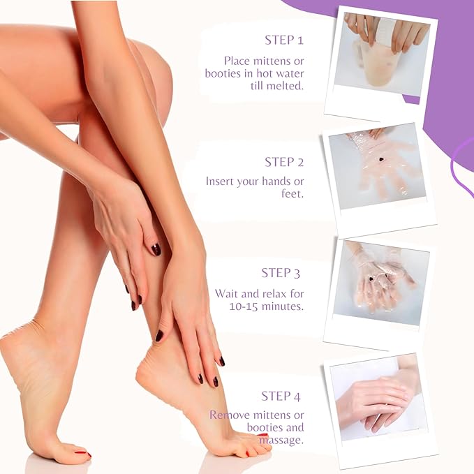 10-Minute Paraffin Hand & Foot Treatments, Self Contained Paraffin Wax Gloves and Booties Set for Intensive Hydration At Home (Honey)