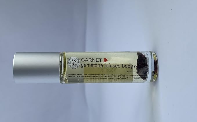 Honeybee Gardens Crystal Infused Body Oil, Garnet, Organic, Moisturizing, Non-Greasy, for All Skin Types, 2 Fl Oz