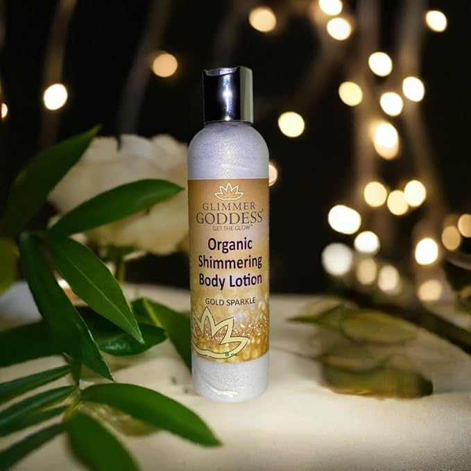 GLIMMER GODDESS Organic Body Shimmer Lotion - Super Level 3 Gold Body Shimmer, 8 oz