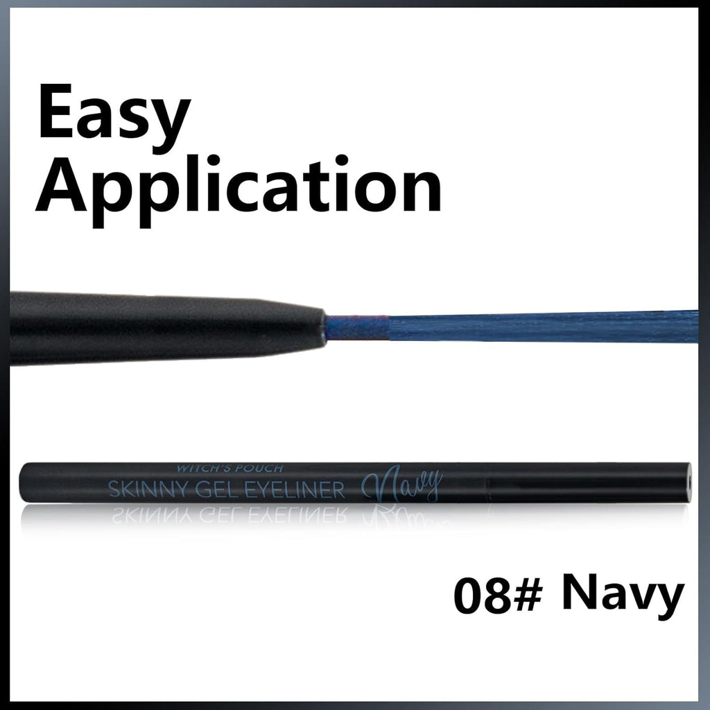 Witch's Pouch Gel Eyeliner Pencil Waterproof Smudge Proof, Long-Lasting Eye Liner, High-Intensity Colored, Ultra-Smooth Korean Eye Pencil Eye Makeup (08 Navy)