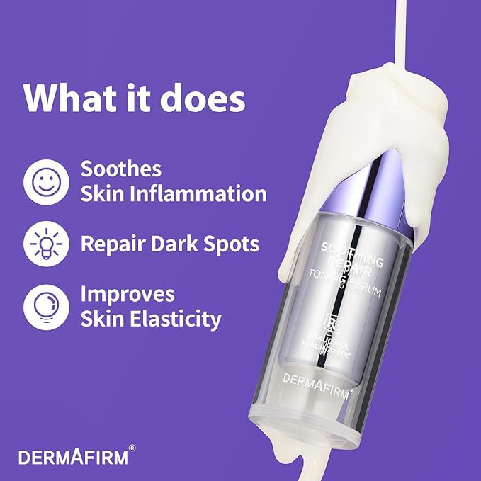 DERMAFIRM Soothing Repair Toning Serum R4 | Korean Bakuchiol Face Serum w/Niacinamide & Peptides | Calming and Correcting Facial Serum | No Animal Trials No Parabens 1.01 fl oz