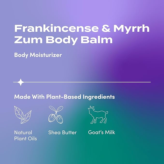 Zum Indigo Wild Body Balm - Body Moisturizer for Women & Men - Includes Goat's Milk, Shea Butter & More - Natural Skin Moisturizer - Frankincense & Myrrh Scent - 2.5 oz