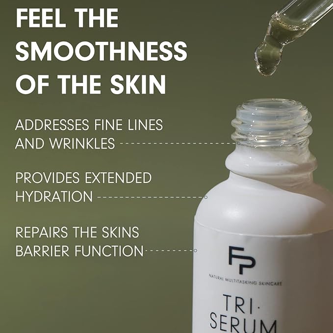 Tri-Serum, 3-in-1 Facial Serum with Natural Ingredients to Regenerate, Firm & Tone, and Repair Skin Barrier Function + Address Fine Lines and Wrinkles, For All Skin Types, 30 ml, 1 Fl Oz