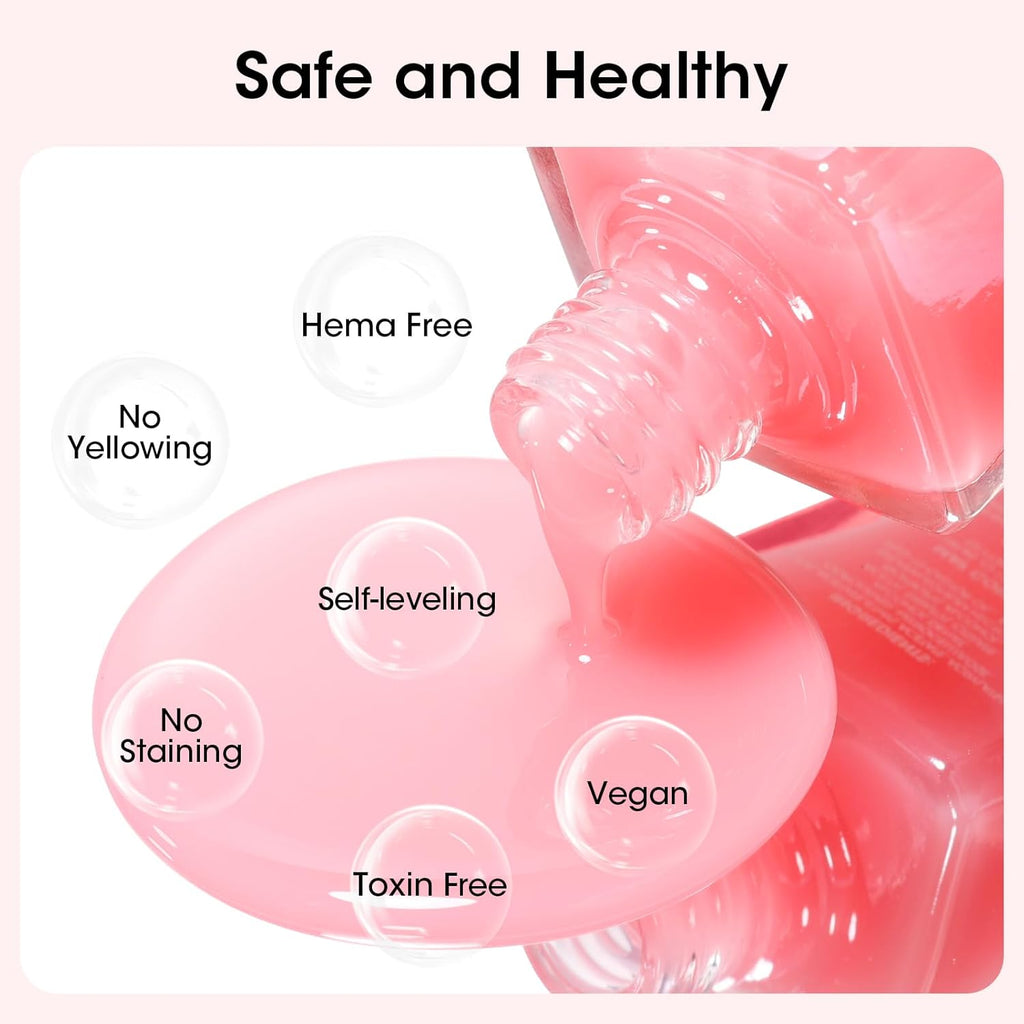 GELLEN Clear Nail Polish Base Coat Sheer Tinted Pink, Natural Color Regular Nail Polish, Calcium Formula Strengthens Nails, Enhances Natural Look, Quick Air Dry, Hema Free, Non-toxic, Anti-yellowing