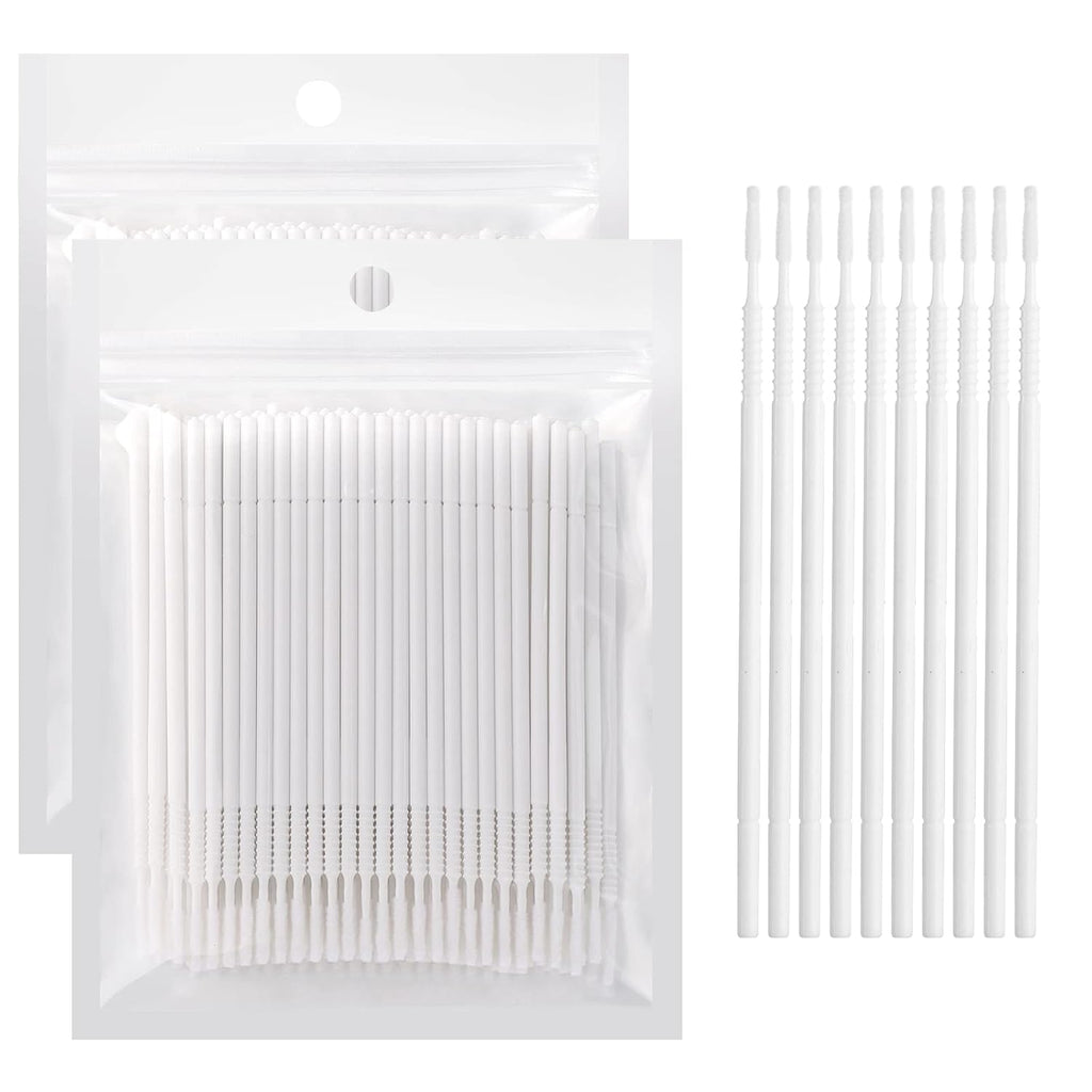 200PCS Micro Applicators Brushes Mini Cotton Swabs Remove Grafted Eyelash Glue Dedicated Brush Disposable Microswabs for Eyelash Extensions Make up and Lash Clean and Personal Care (White 1)