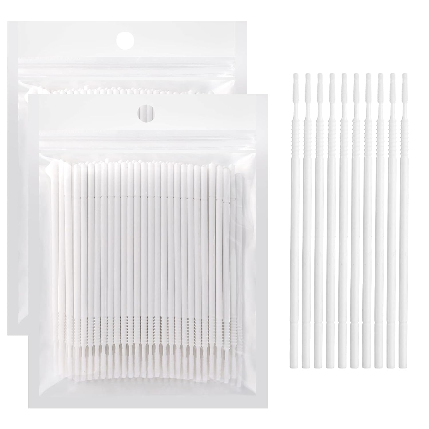 200PCS Micro Applicators Brushes Mini Cotton Swabs Remove Grafted Eyelash Glue Dedicated Brush Disposable Microswabs for Eyelash Extensions Make up and Lash Clean and Personal Care (White 1)