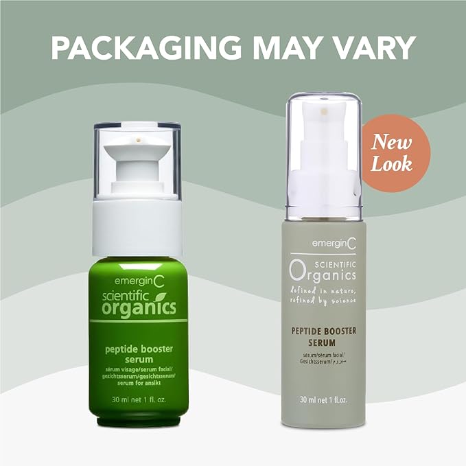 emerginC Scientific Organics Peptide Booster Facial Serum - Face Serum with Kombucha, Red Algae + Antioxidant Astaxanthin to Hydrate, Visibly Improve Signs of Aging + Tone (1 Ounce, 30 ml)