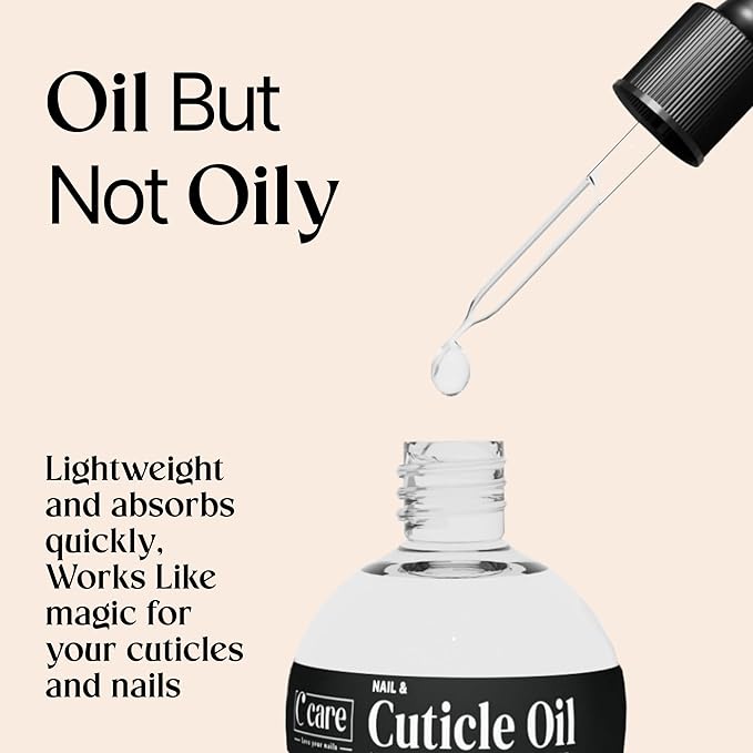 C CARE Fragrance Free Cuticle Oil For Nails - Repairs Cuticles Overnight - Moisturizes and Strengthens Nails and Cuticles - Dropper & Brush included - 2.5oz