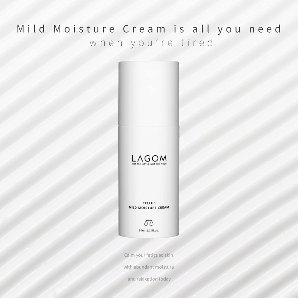 LAGOM Cellus Mild Moisture Cream with D-panthenol, Natural Moisturizer, Hypoallergenic, Fragrance-Free, Refreshing Herbal Face Lotion for Sensitive Skin 2.71 Fl Oz