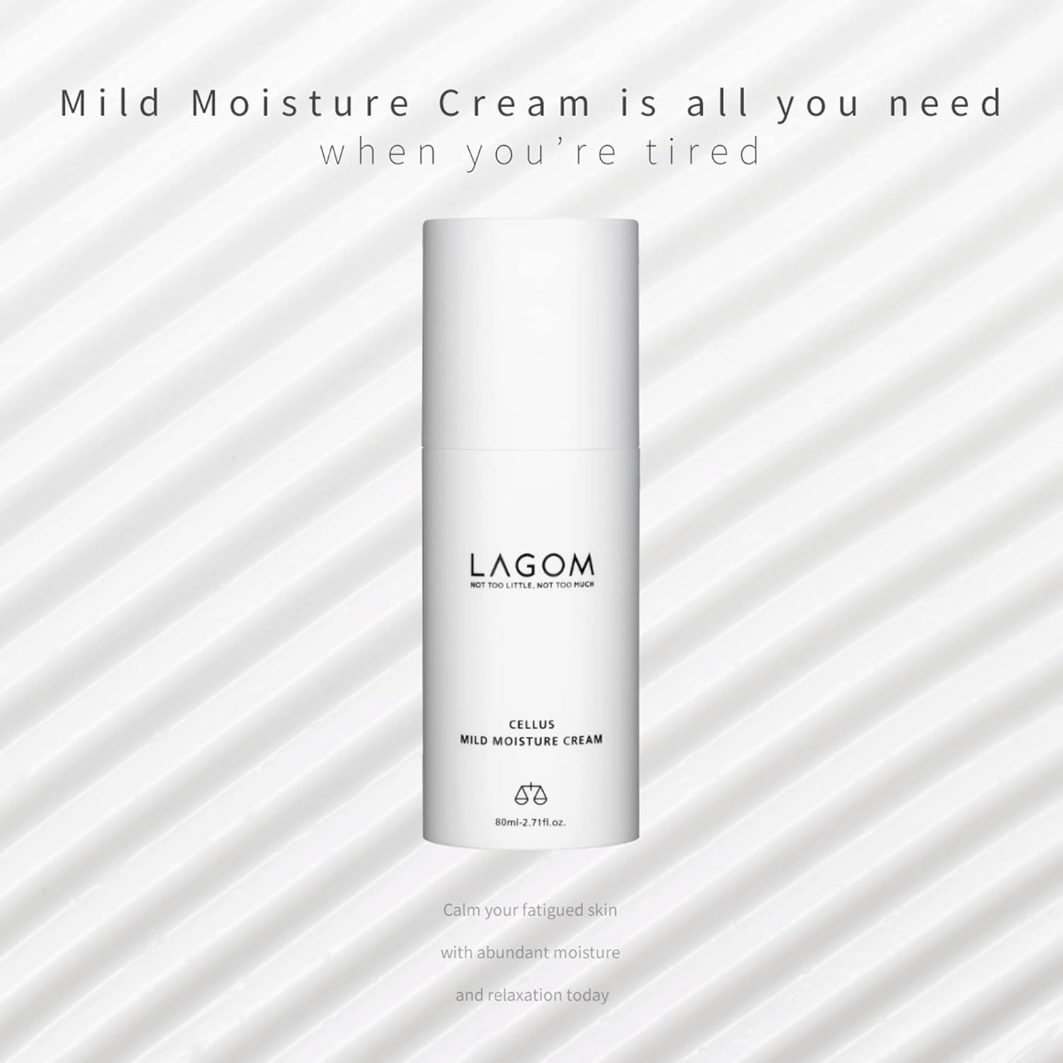 LAGOM Cellus Mild Moisture Cream with D-panthenol, Natural Moisturizer, Hypoallergenic, Fragrance-Free, Refreshing Herbal Face Lotion for Sensitive Skin 2.71 Fl Oz