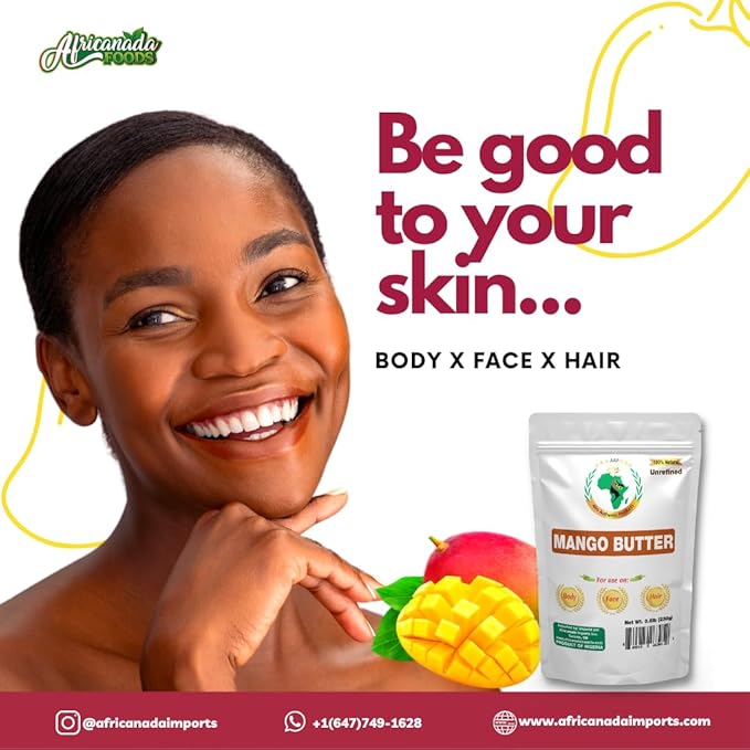 Authentic Raw Mango Butter | Butter | For DIY Face, Body, Hands | Unrefined | 100% Pure| Creamy | Organic from Africa | Resealable Bag | 0.5 LB (230g)
