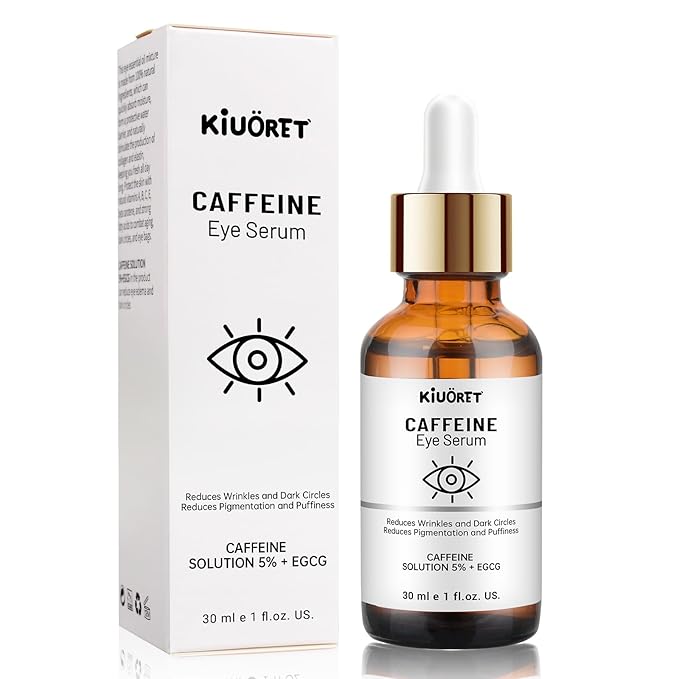 Caffeine Eye Serum with EGCG, 5% Caffeine Solution for Eyes Reduces Pigmentation and Puffiness, Under Eye Serum for Dark Circles, Wrinkles and Fine Lines for All Skin Types, 1 OZ