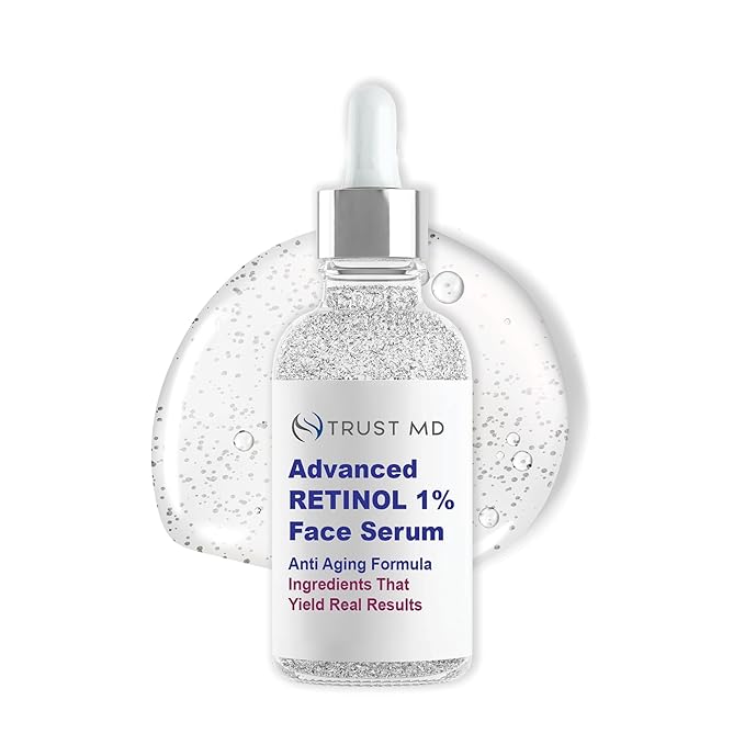 RETINOL 1% FACE SERUM - Anti-Wrinkle Serum, Deep Wrinkle Treatment with Hyaluronic Acid, Apple Stem Cells, and Citrus Extract - Serum for Fine Lines, 1 oz Glass Bottle