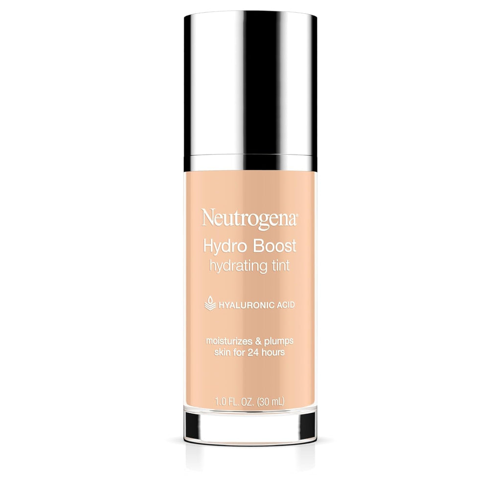 Neutrogena Hydro Boost Hydrating Tint Foundation Makeup for Dry Skin, with Hyaluronic Acid, Lightweight Oil-Free Water Gel, Non-Comedogenic 10 Classic Ivory, 1.0 fl. oz