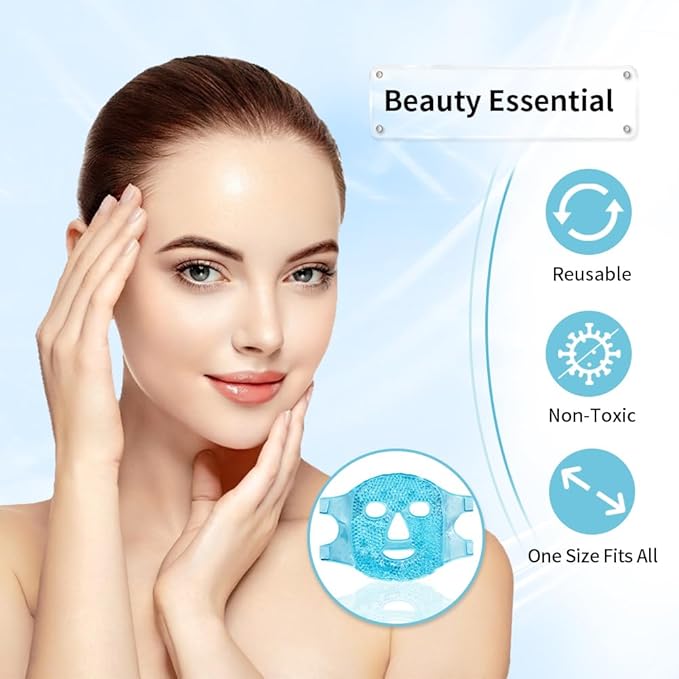 Cold Face Eye Masks Ice Face Mask Hot Cold Compress For Dark Circles, Puffiness, Migraines, Headache, Stress, Redness, Cooling Face Masks For Women Man, Skin Care