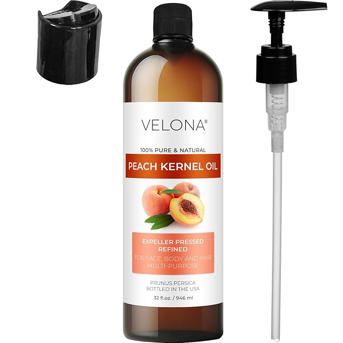 velona Peach Kernel Oil 32 Fl Oz | 100% Pure and Natural Carrier Oil | Refined, Cold pressed | Cooking, Skin, Hair, Body & Face Moisturizing | Use Today - Enjoy Results