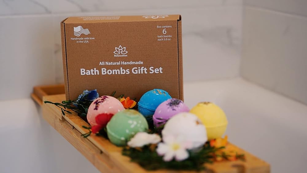 Handmade Organic Bath Bombs Gift Set For Women All Natural with Epsom Salt Relaxation Dead Sea Salt - Natural and Safe Bath Bombs Kit for Kids Her Mom Mother Grandma Girlfriend - Best Gifts Idea