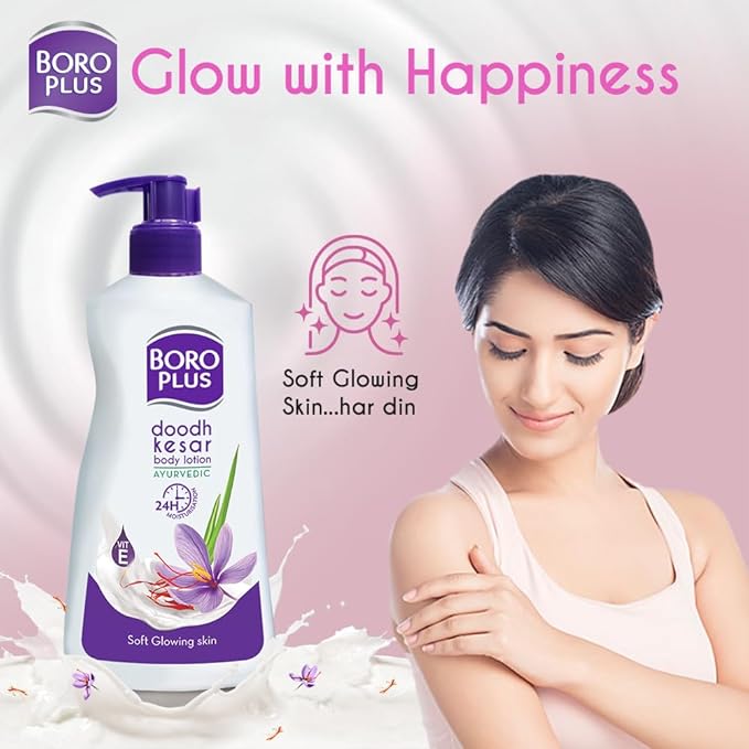 Ayurvedic Body Lotion | with Milk & Saffron | Moisturizing Lotion for Dry Skin | Hydrates & Provide Soft and Supple Skin | 13.53 Oz/400ml