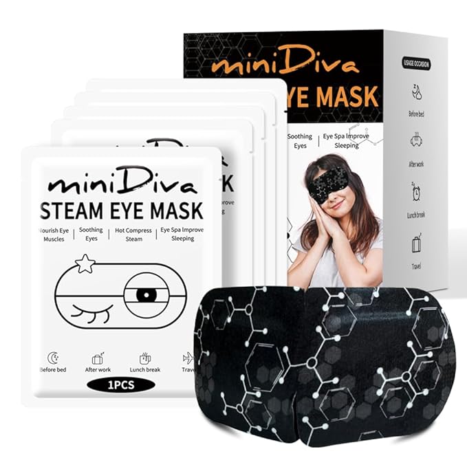 Minidiva Steam Eye Mask for Dry Eyes, 10Pcs Self Heating Spa Warm Eye Mask Relax Sleep Mask, Disposable Heated Eye Mask for Dark Circles Eye Fatigue, Relieve Stress Eye Fatigue (Graphene)