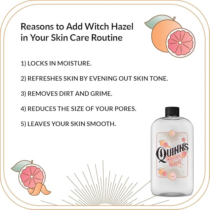 Quinn’s Alcohol Free Witch Hazel with Aloe Vera 16 Ounce (Pink Grapefruit and Orange Rind)