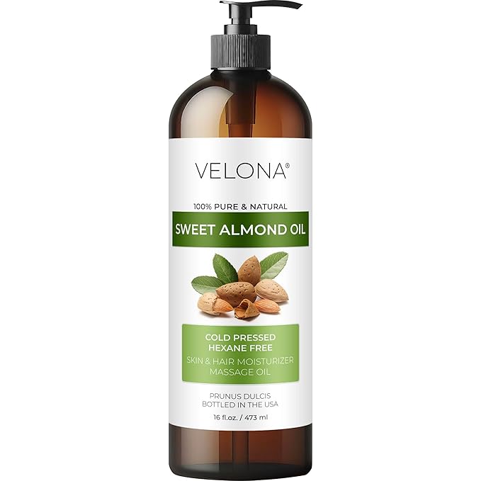 velona Sweet Almond Oil - 16 Fl Oz | 100% Pure and Natural Carrier Oil |Cold Pressed | Skin, Hair, Body & Face Moisturizing | Use Today - Enjoy Results…
