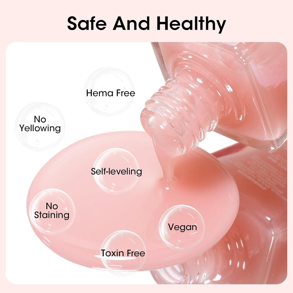 GELLEN 4‑in‑1 Clear Nail Polish Base Coat Sheer Tinted Natural Pink, Ridge Filler, Nail Strengthener & Concealer, Calcium Formula Strengthens Nails, Enhances Natural Look, No HEMA, Anti-yellowing