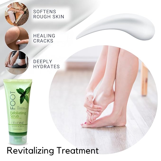 L'EUDINE Pedicure Scrub Exfoliator 2 Fl Oz - Exfoliating Foot Scrub for Callus Removal - Feet Scrubber Dead Skin Remover - Pedi Feet Scrub - Foot Scrubber Dead Skin Exfoliator