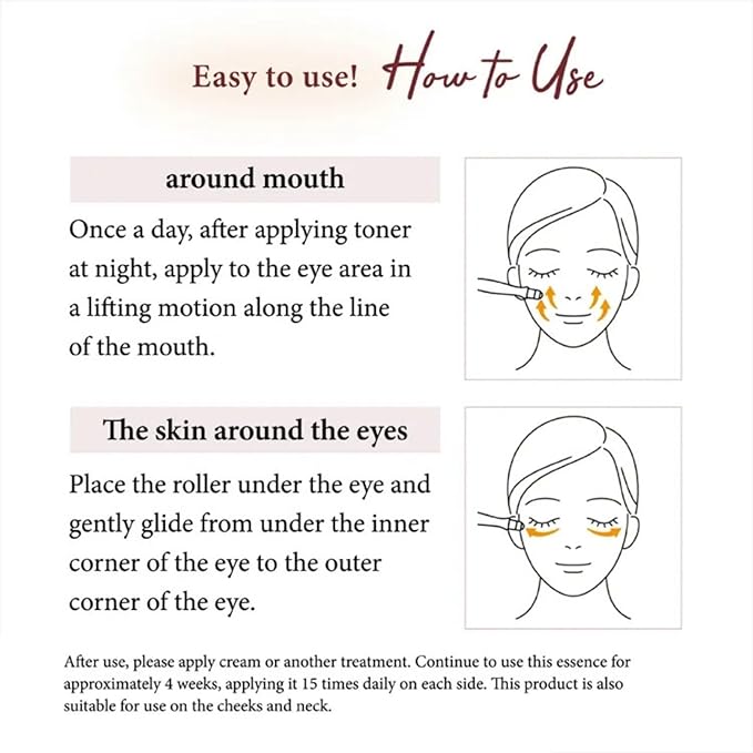 Premium Roll-On Essence 10ml – Anti-Aging Serum with Placenta, Retinol & Peptides – Targeted Care for Smile Lines & Eye Area – Easy No-Touch Application