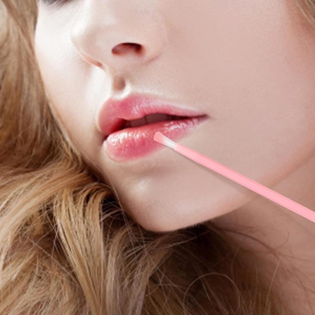 G2PLUS Lip Brushes, 50Pcs Disposable Lip Gloss Wands, Portable and No-Clean Lipstick Applicator, Nail Polish Brushes Makeup Tool for PYO Cookie Paint, Painting, Detail Brush (Pink)