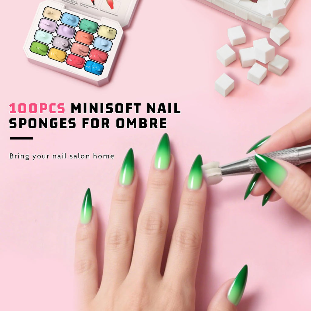 Sponge Pat Paint Nail Gel, Ombre Nails Gradient Gel Nail Blush Blooming Aura Nails Drawing Stripper Floral Painting DIY Nail Art, No Wipe, UV/LED Curing (16 Colors N)