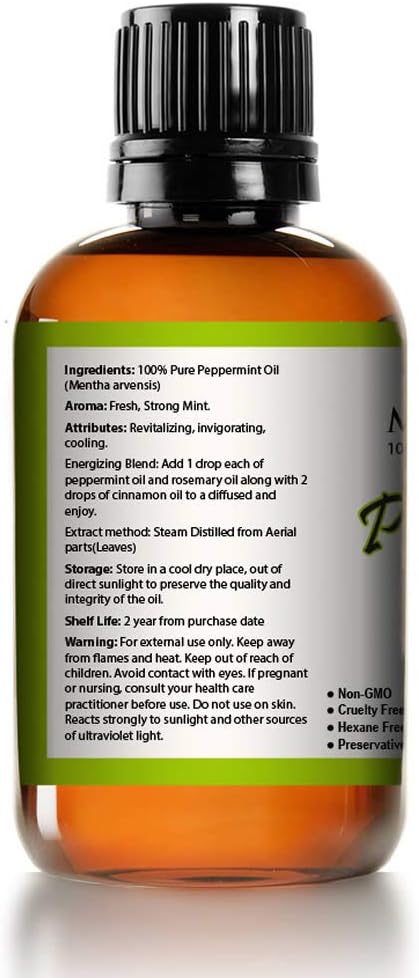 Mayan's Secret Pure Carrier and Essential oils for Skin Care, Hair, Body Moisturizer for Face-Anti Aging Skin Care (Peppermint Oil, 4oz)